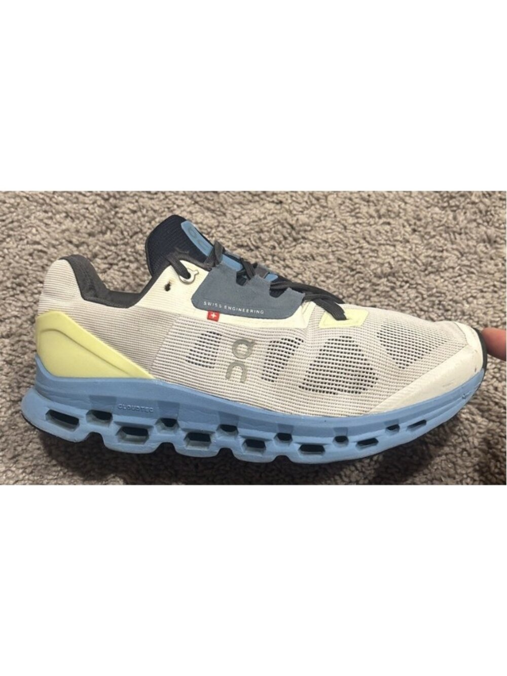 On Running Cloudstratus Men's Size 9.5 Running Shoes White Blue Yellow 39.98659